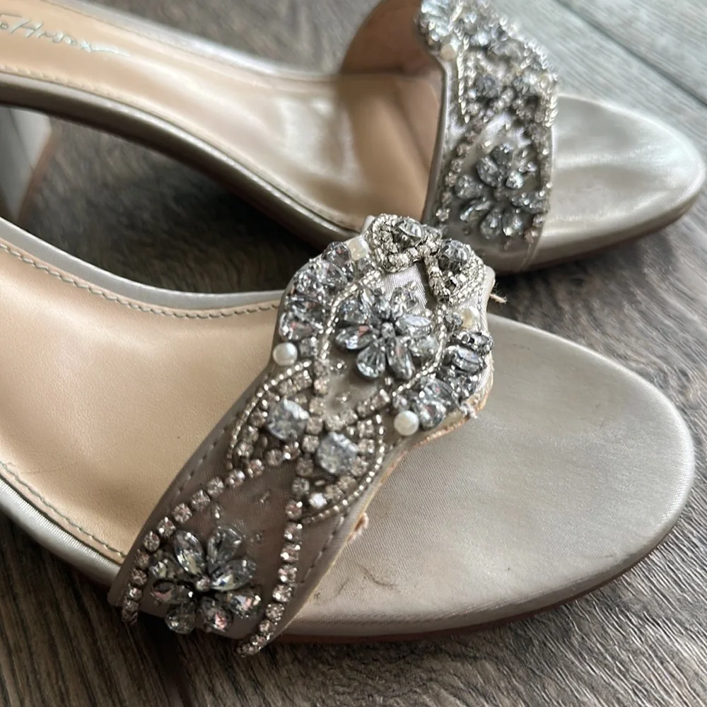 Betsey Johnson shoes metallic pumps amazing jewels ankle straps style is Blue